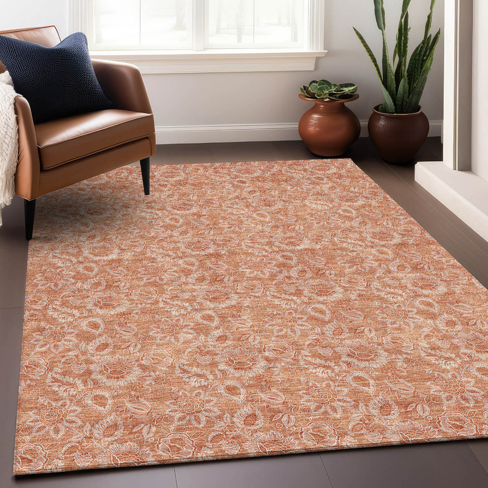 Premium Machine Washable Mayfield AMF662 Salmon 9' x 12' Rug