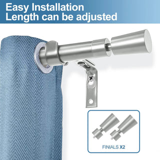 1" Nagle Adjustable Curtain Rod, Pewter, 84"-120"