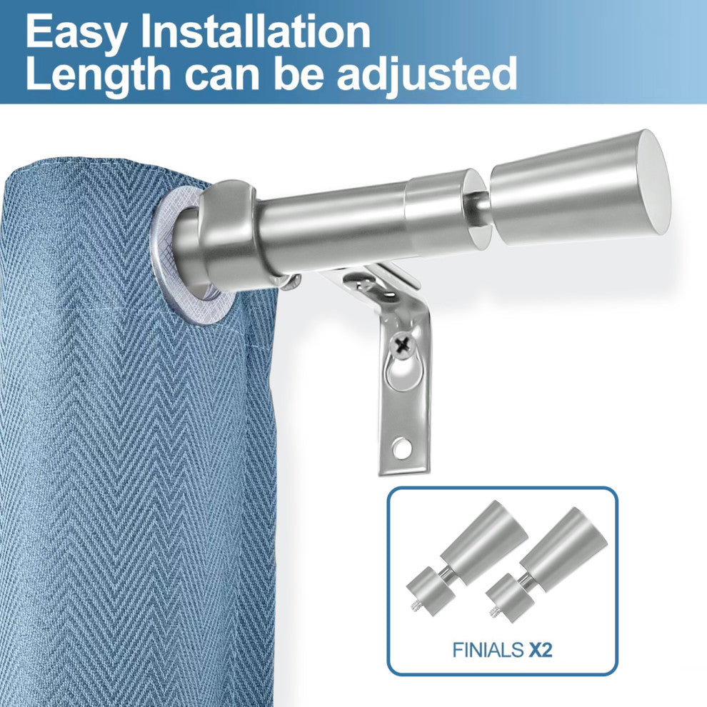1" Nagle Adjustable Curtain Rod, Pewter, 84"-120"