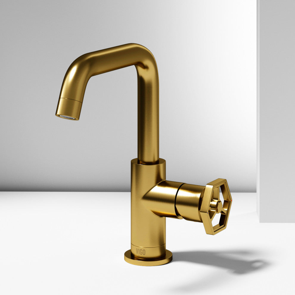 VIGO Ruxton 9" H Single Handle Single Hole Bathroom Faucet, Matte Brushed Gold, Without Extras