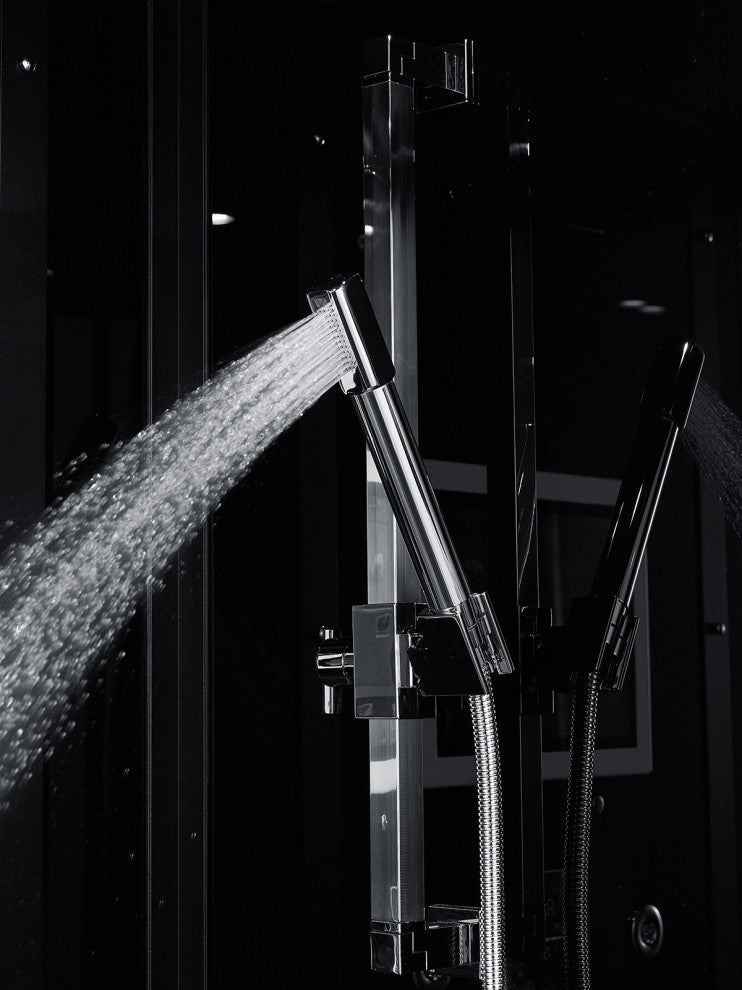 Platinum Lucca Walk-in Steam Shower Sauna Spa w/ jets Smart TV Bluet, Black, Left Position