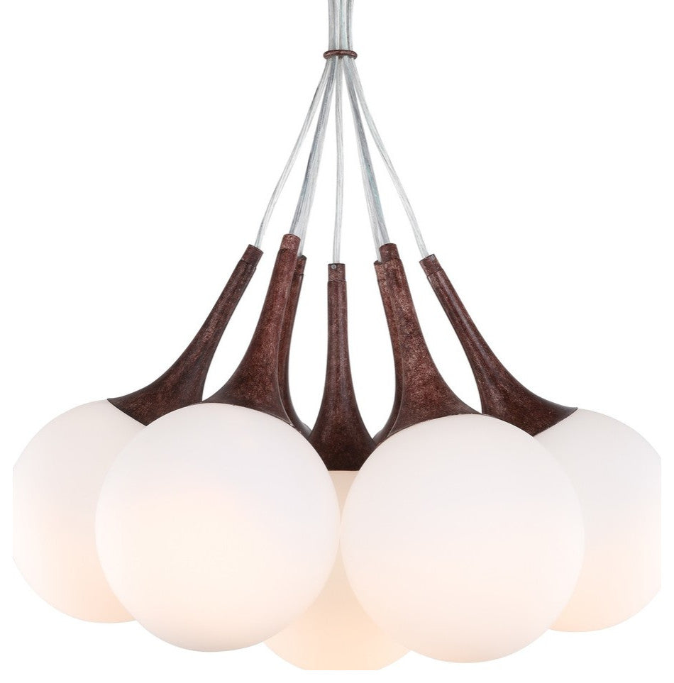 Woodbridge Lighting Alicia Tight Pendant Cluster, Walnut, 7l - 32"d, Opal & Led