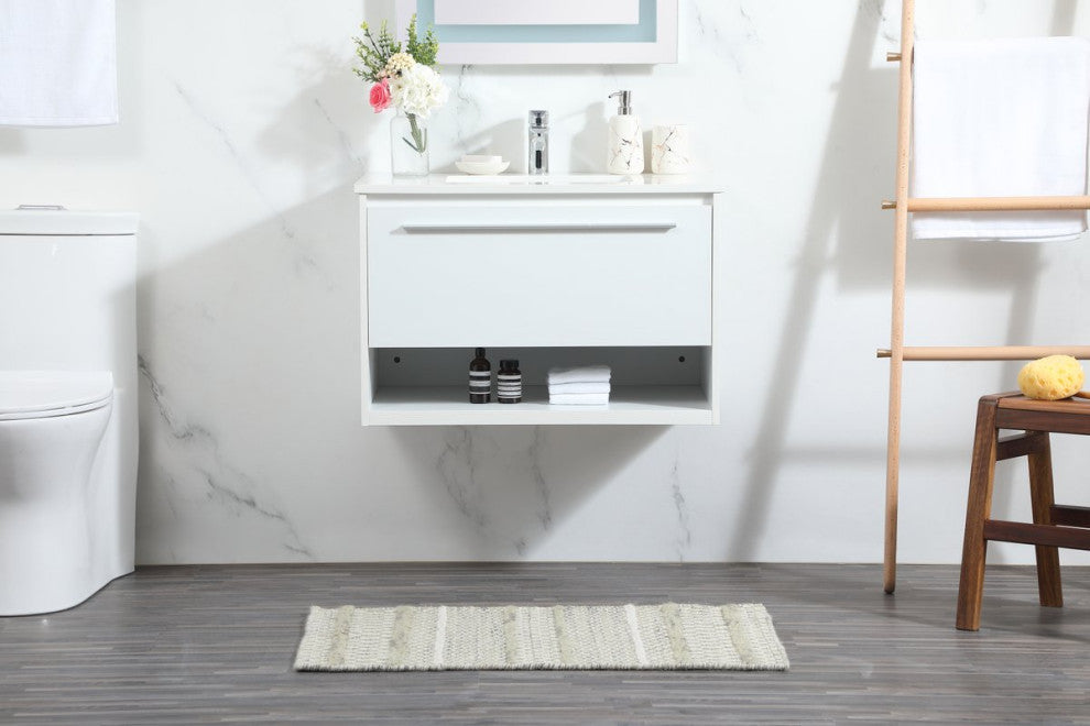 Rabi Single Bathroom Vanity, White, 30"