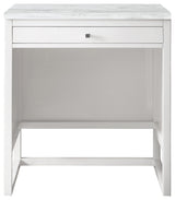 Athens 30" Makeup Counter, Glossy White, Arctic Fall Solid Surface Top