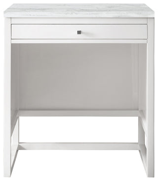 Athens 30" Makeup Counter, Glossy White, Arctic Fall Solid Surface Top