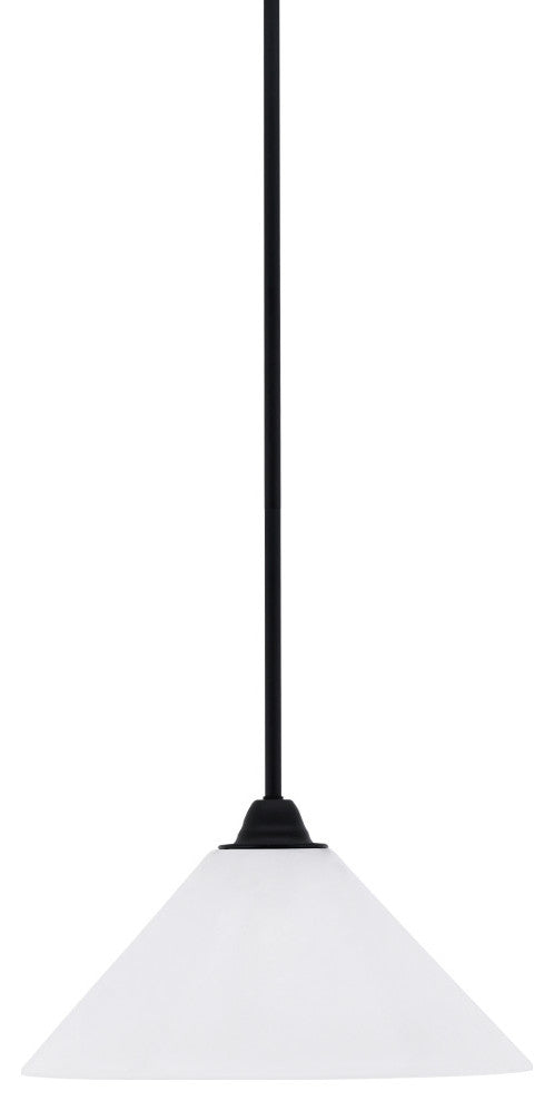 Paramount Mini Pendant, Matte Black, 12" White Marble Glass
