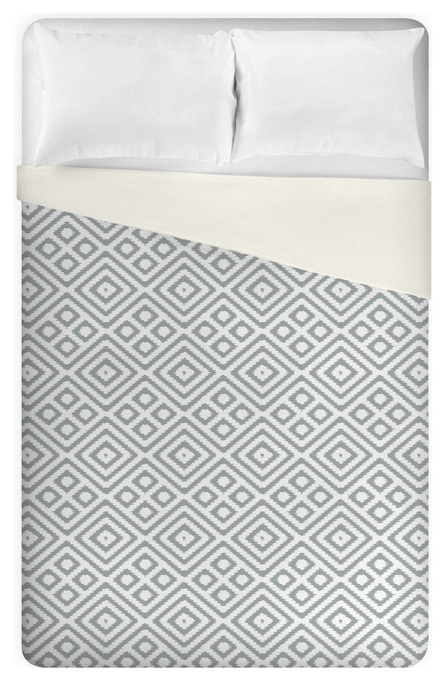 Grey and White Aztec King Brushed Poly Duvet