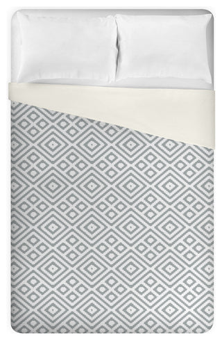 Grey and White Aztec King Brushed Poly Duvet
