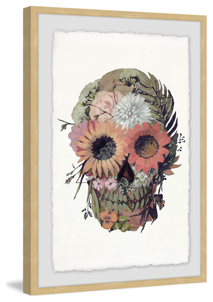 "Floral Skull" Framed Painting Print, 16"x24"