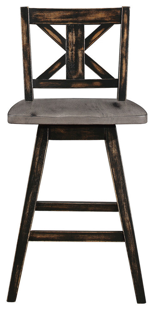 Kaden Dining Room Collection, Counter Height Dining Swivel Chairs, Set of 2, Bla