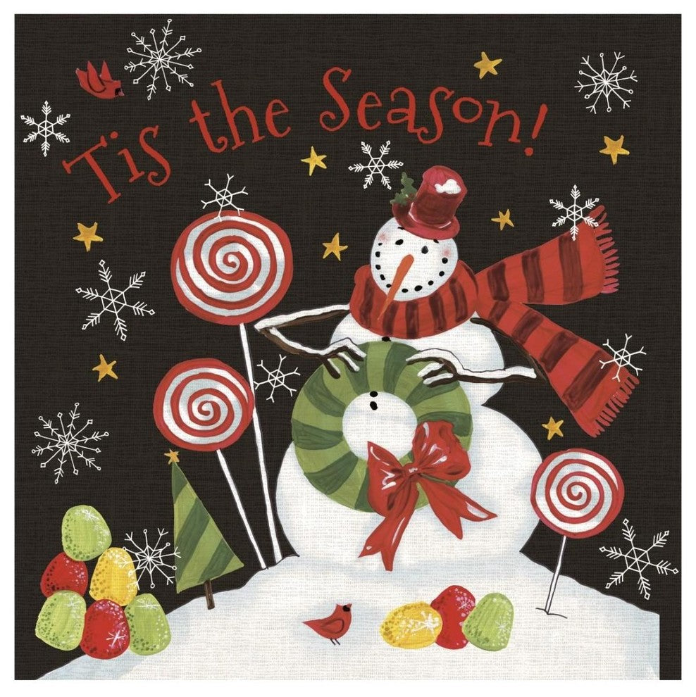 "Sweet Snowmen III Black" Digital Paper Print by Anne Tavoletti, 26"x26"