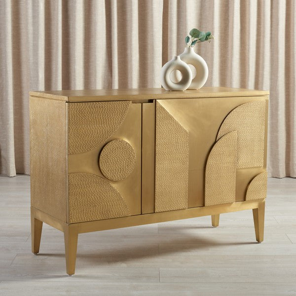 Safavieh Couture Dorielle Brass Covered Sideboard Gold