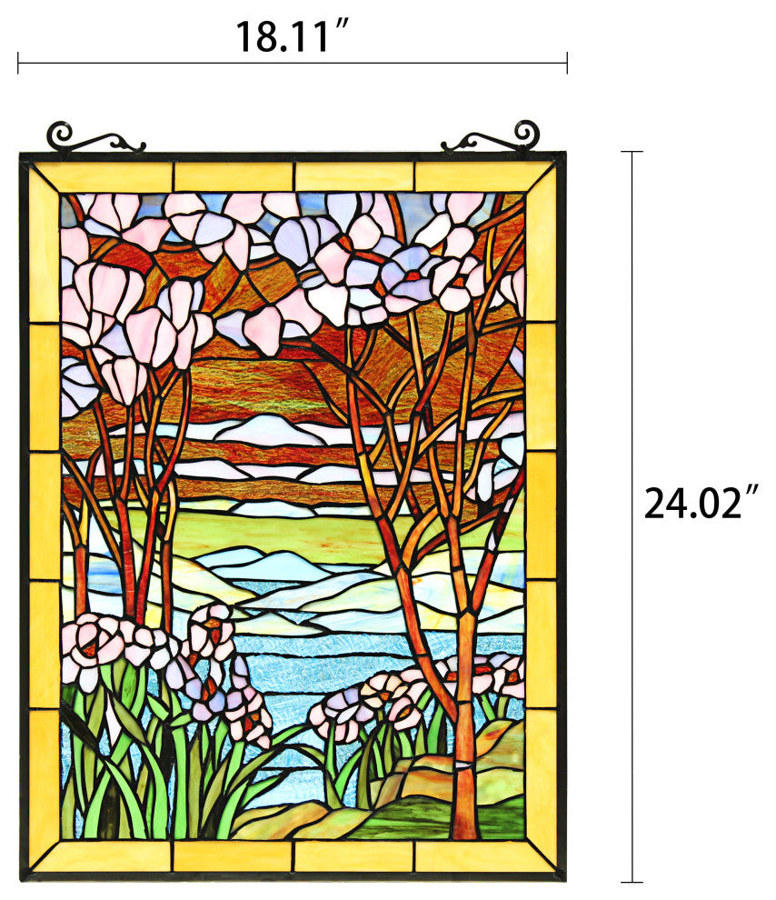 CHLOE Lighting SPRING VALLEY Tiffany-Style Stained Glass Panel