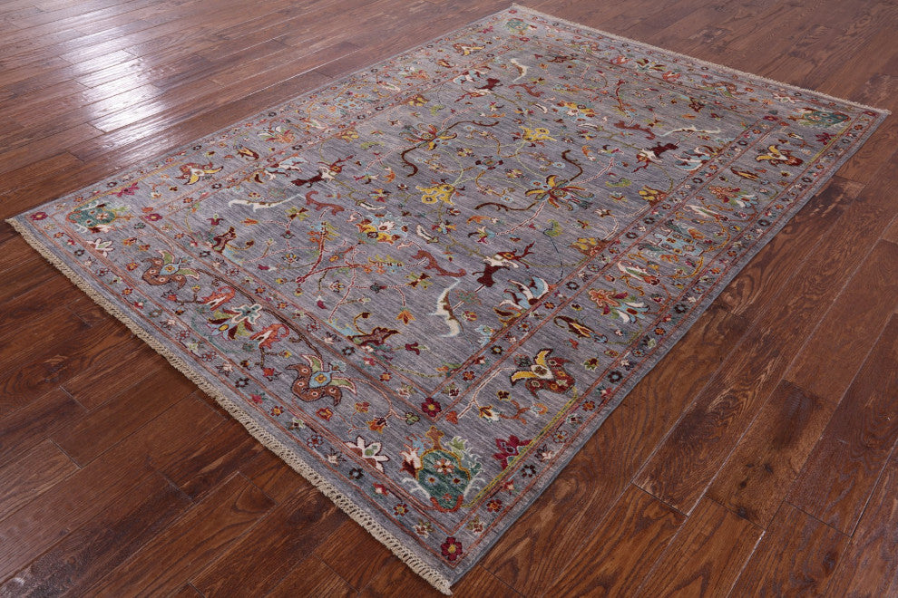 5' 10" X 8' 1" Persian Tabriz Hand-Knotted Wool Rug Q7767