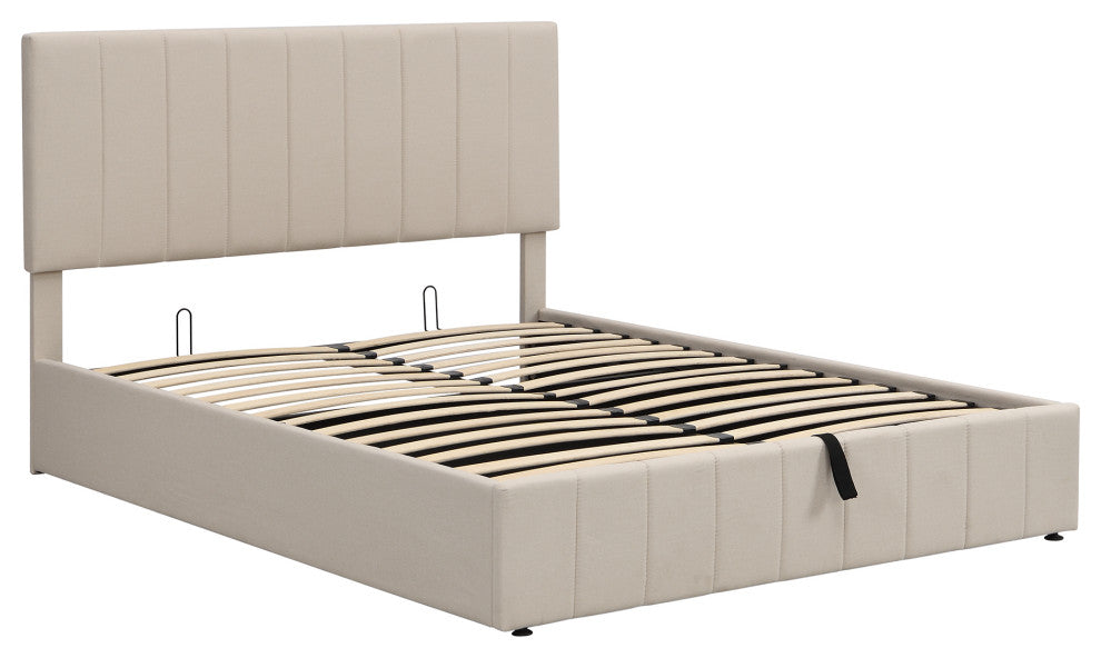 Gewnee Queen size Upholstered Platform bed in Beige