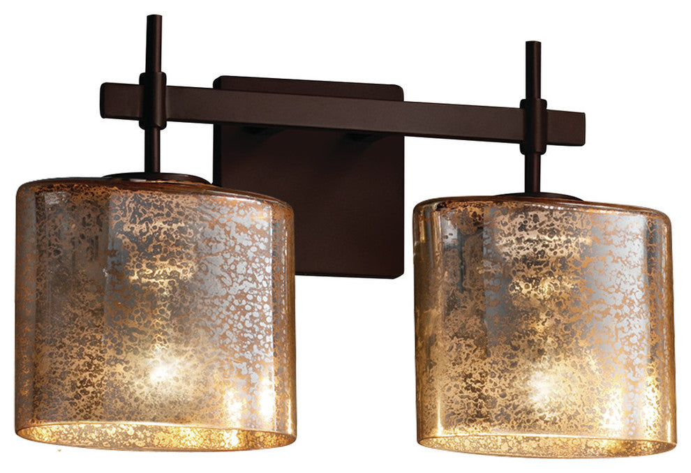 Fusion Union 2-Light Bath Bar, Oval, Dark Bronze, Mercury Glass Shade