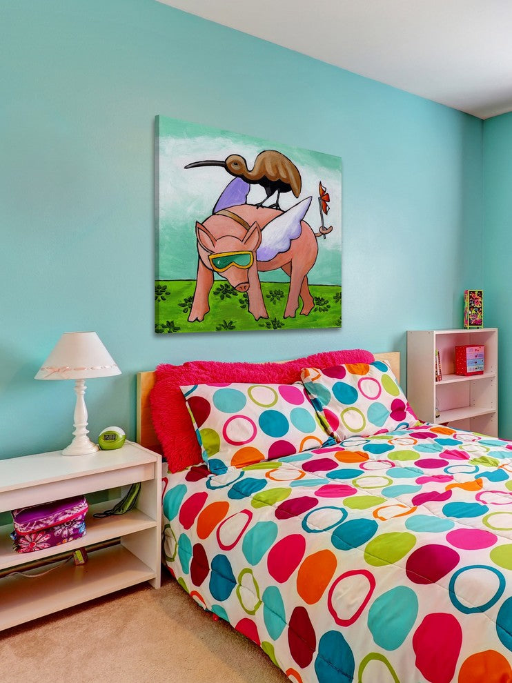 Marmont Hill, "Kiwis Pig Adventure" by Janet Nelson on Wrapped Canvas, 40x40