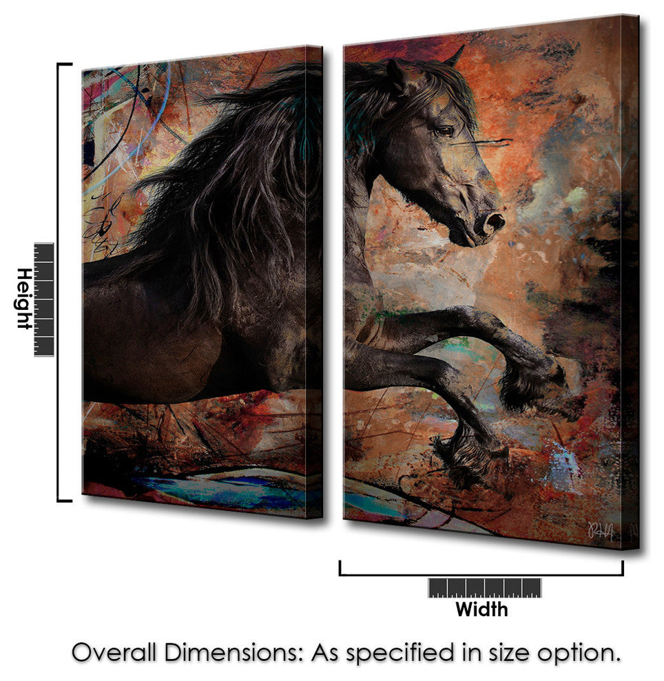 Equestrian Saddle Ink II 2 Panels, 24"x12"