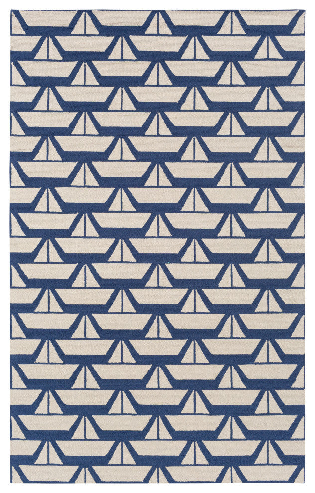 Surya Tic Tac Toe TCT-6000 7'6"x9'6" Rug, Dark Blue/Beige