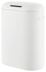 13.2-Gallon Slim Oval Motion Sensor Touchless Trash Can, Touch Mode,Silver,White