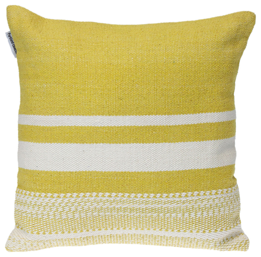 Parkland Collection Transitional Striped Yellow Square 18" x 18" Pillow
