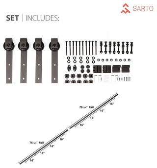 Sliding Double Barn Doors 64 x 80 & 13FT Rails | Planum 0010 White Silk