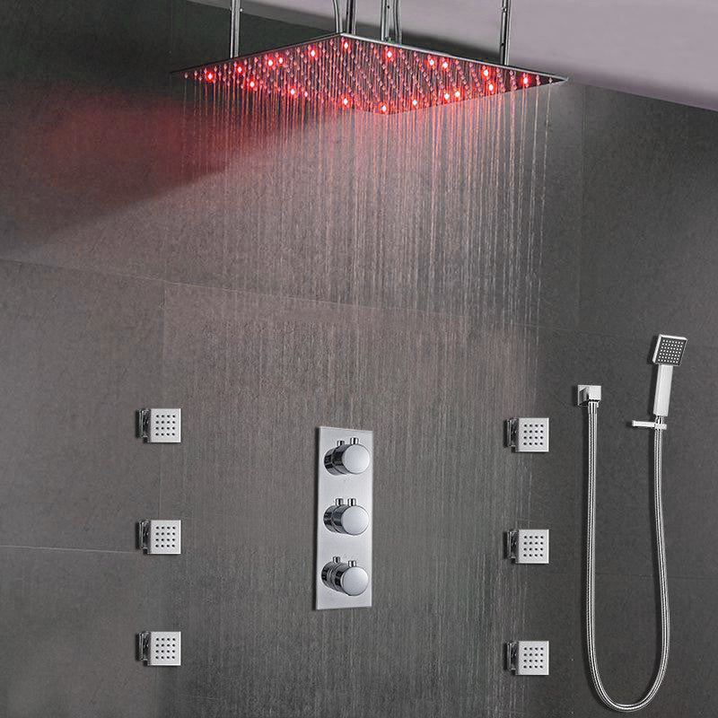 Juno 24"LED Rain Shower Head Thermostatic Shower Valve Set