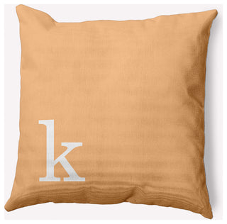 20" x 20" Modern Monogram Indoor/Outdoor Polyester Throw Pillow, Pale Gold
