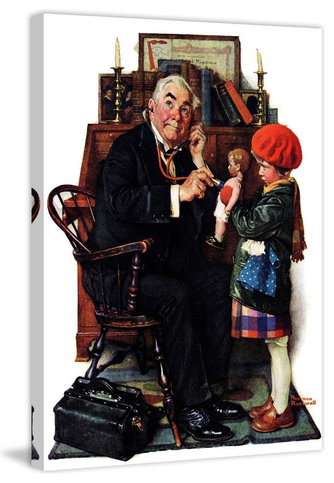 "Doctor and the Doll" Painting Print on Canvas by Norman Rockwell