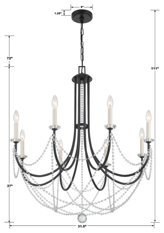 Delilah 8-Light Matte Black Chandelier