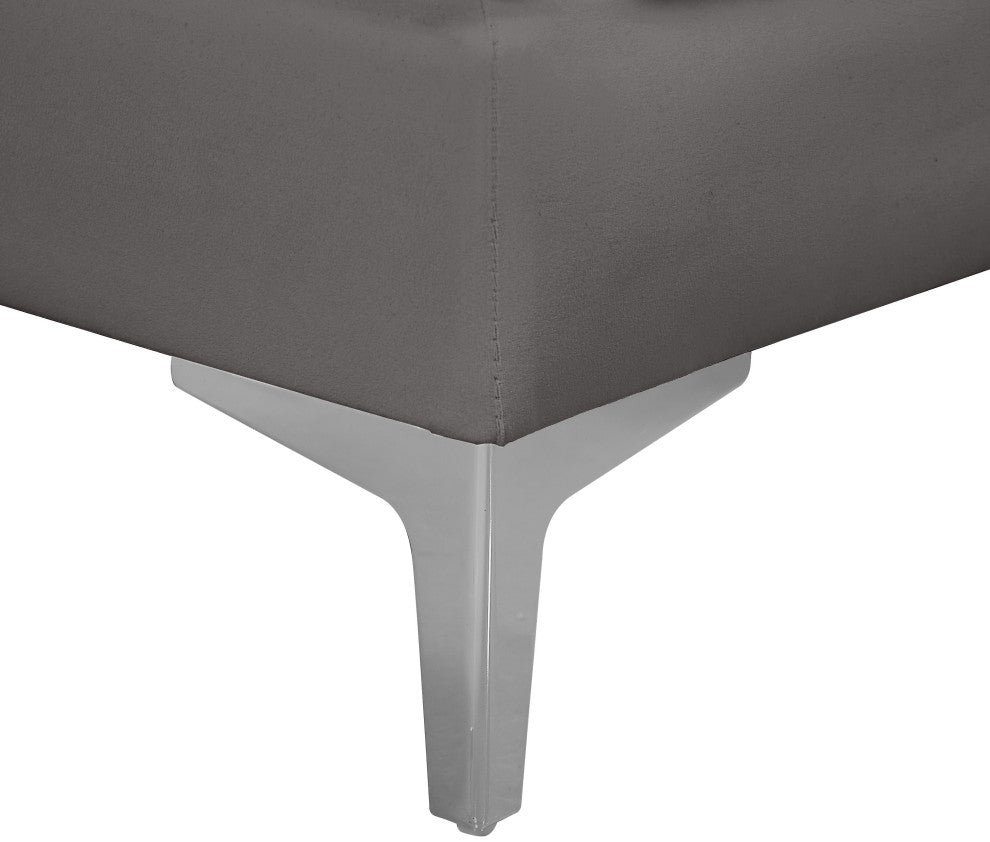 Alina Velvet Modular U-Shaped Sectional, Grey, 7-Piece: 5 Armless Chair, 2 Corner Chair