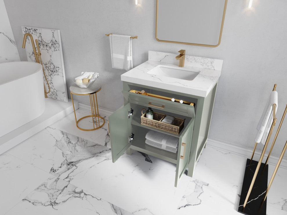 Cambridge 30" Single Sink Bath Vanity in Evergreen 2" Calacatta Black