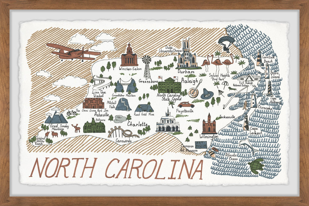 "North Carolina Spots" Framed Painting Print, 24x16