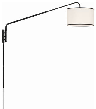 Crystorama Mallory 1 Light Matte Black Task Sconce