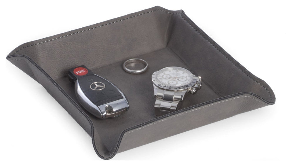 Square Valet, Gray Leatherette