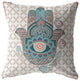 16 Blue Gray Hamsa Boho Suede Throw Pillow