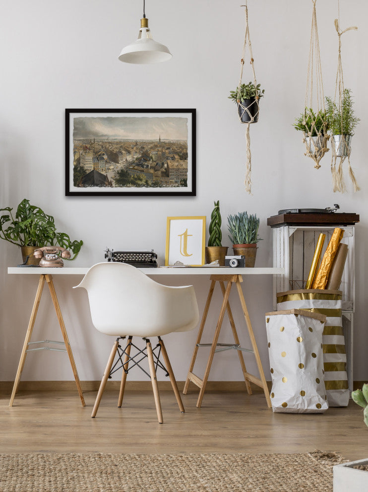 "City Buildings" Framed Painting Print, 12x8