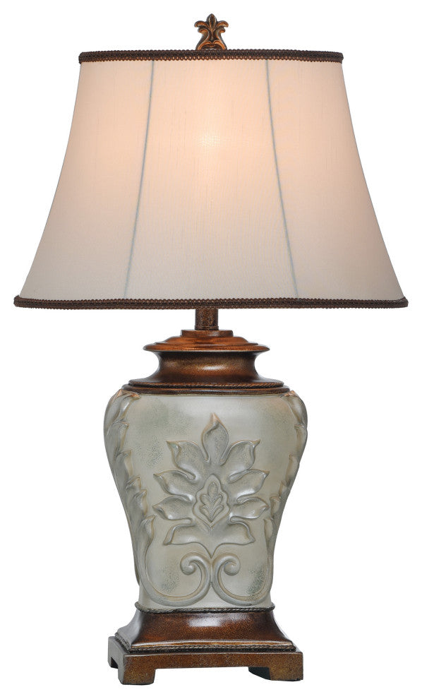 Magonia Table Lamp With Golden Accents and Round Bell Trimmed Shade