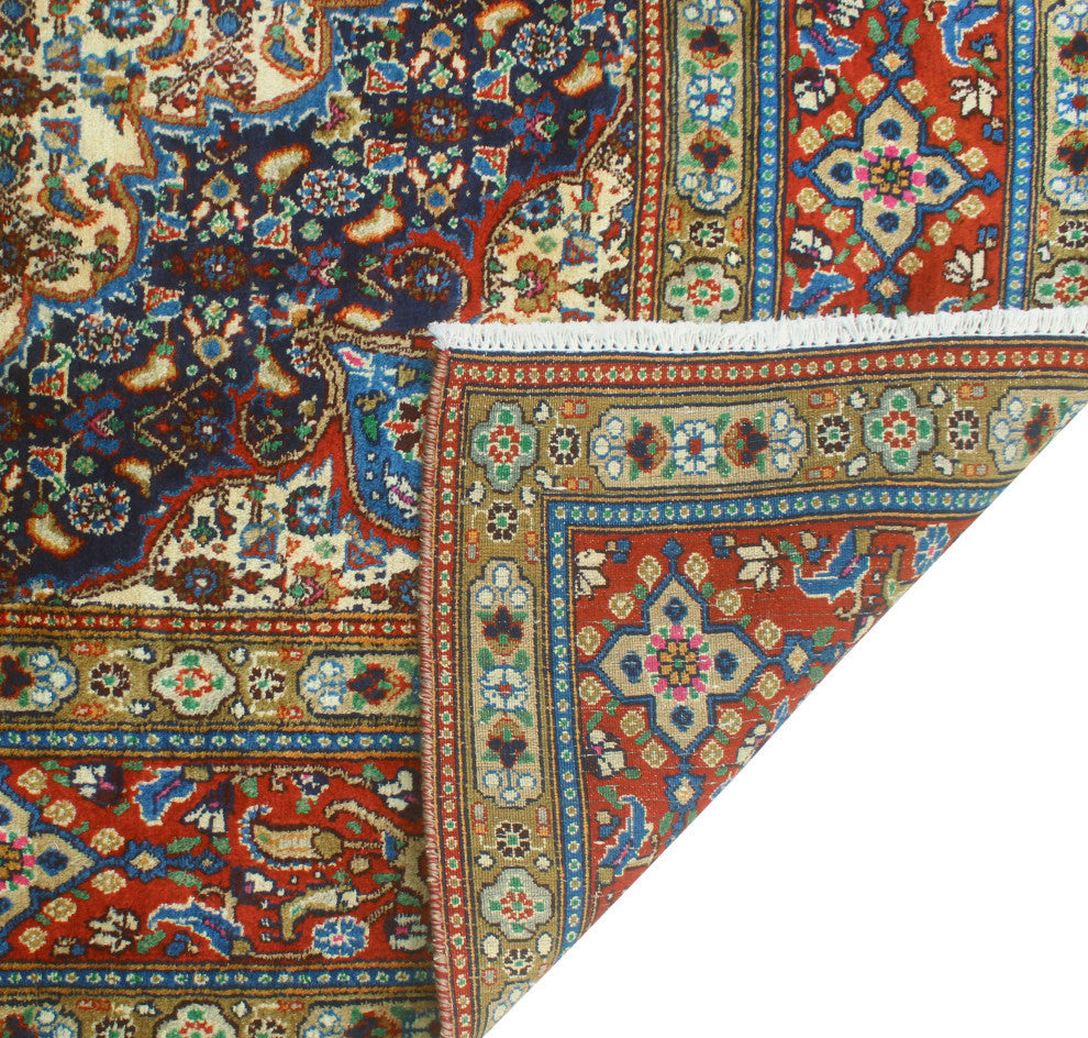 Fine Vintage Distressed Colby Ivory/Red Rug, 6'6x9'8
