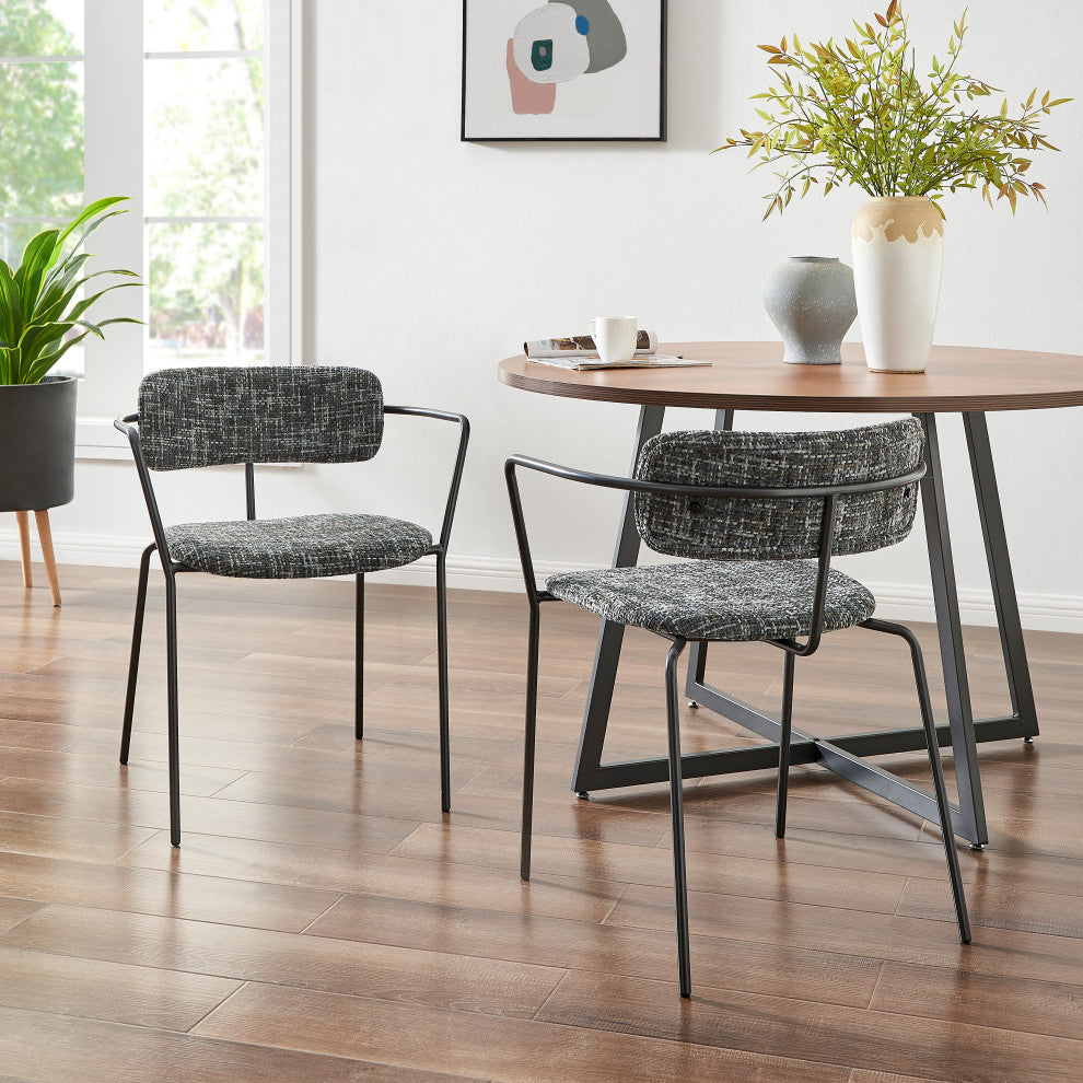 Alivia Fabric Dining Side Arm Chair,, Set of 2, Allure Gray