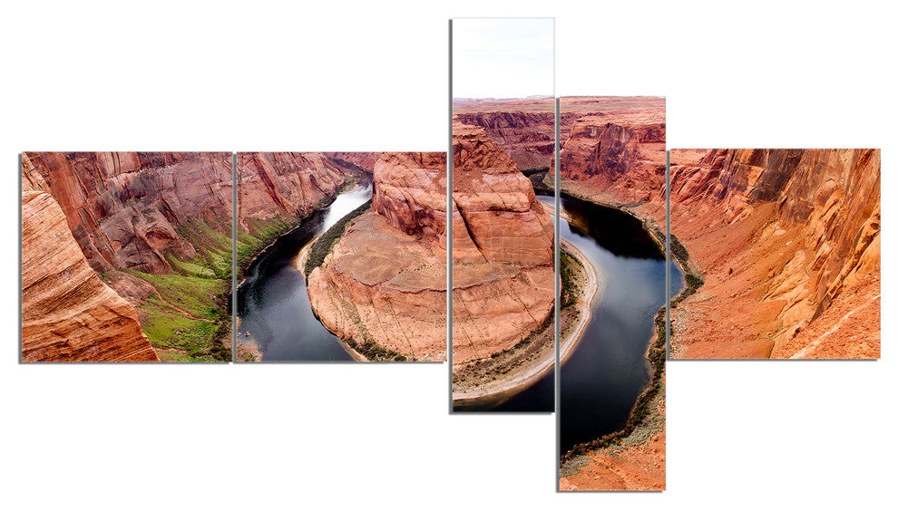 Horse Show at Grand Canyon, Landscape Photo Canvas Print, 60"x32", 5 panels