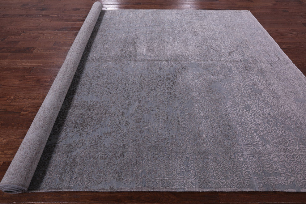 Wool and Silk Hand Knotted Modern Rug 8' 9" X 12' 2" Q9452