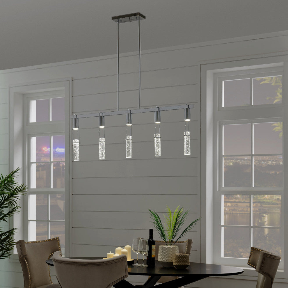 Harmony 5 Acrylic Dimmable LED Chandelier, Chrome, Smart Dimmer Included
