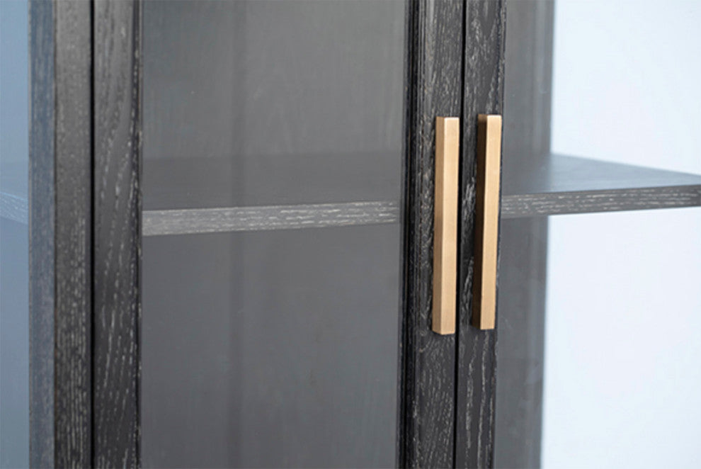 Black and Brass Narrow Display Cabinet