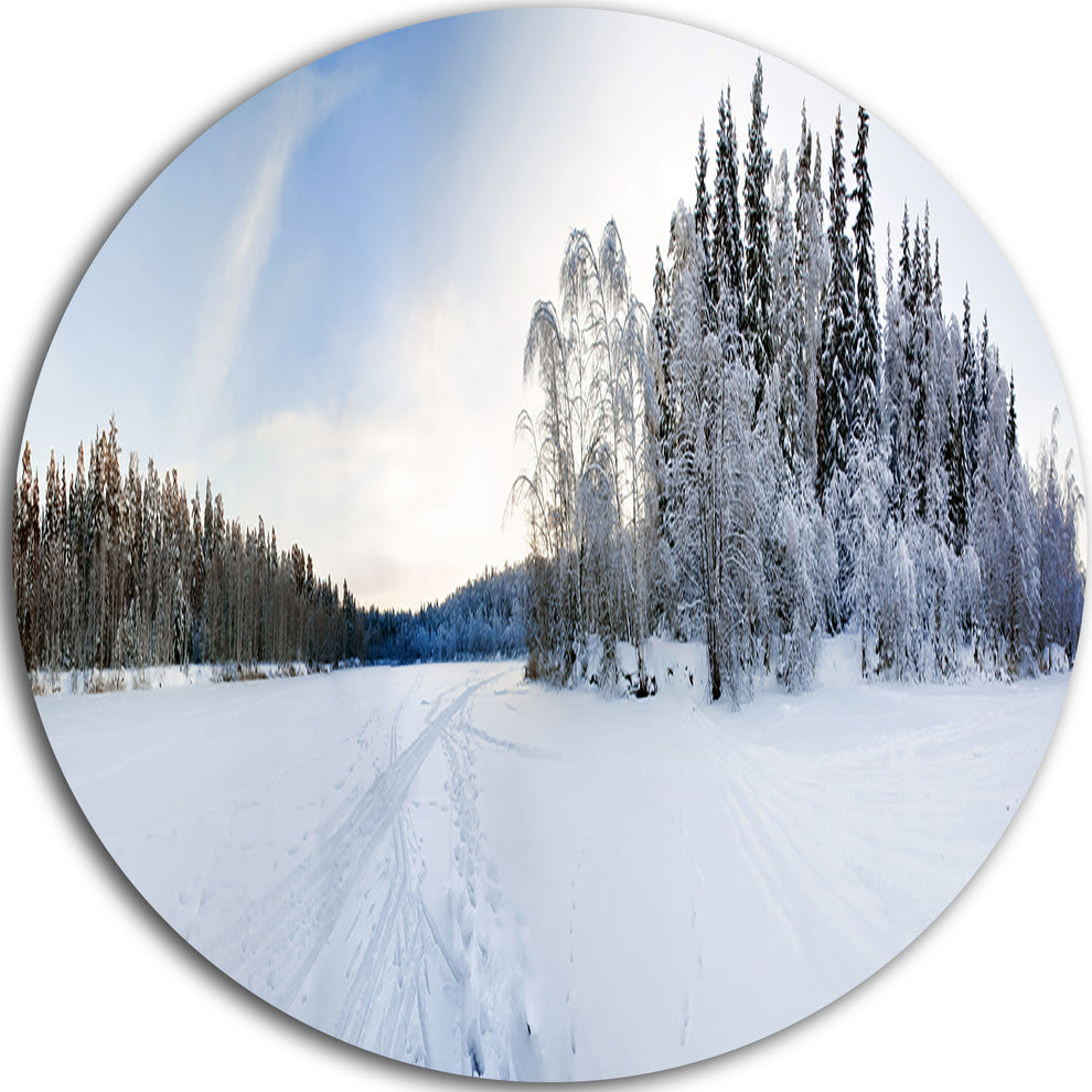 Winter Field Landscape, Photo Disc Metal Wall Art, 11"