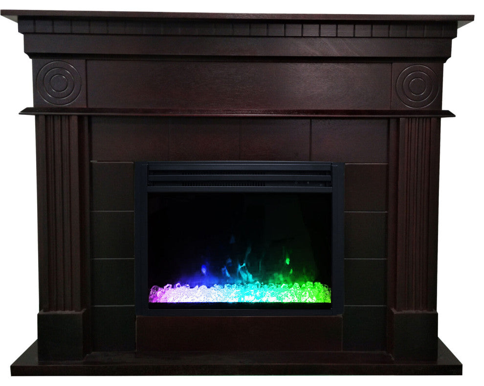47.8" York Electric Fireplace Mantel With Crystal Insert, Dark Coffee