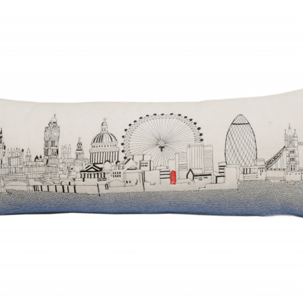 35" White London Daylight Skyline Lumbar Decorative Pillow