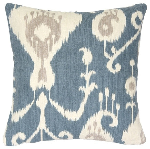 Taman Ikat Blue Throw Pillow, 16x16