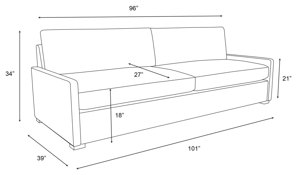 Nativa Interiors Kimpton Sofa 101", Flax, Depth: Classic