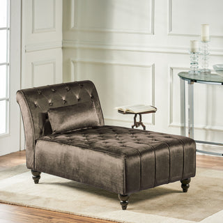 GDF Studio Rafaela Tufted New Velvet Chaise Lounge, Gray